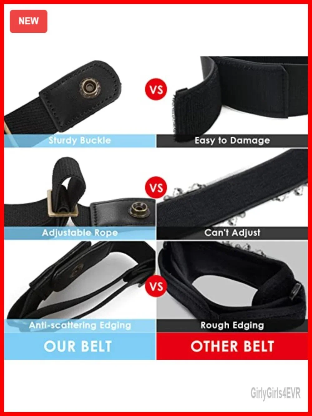 No Buckle Invisible Elastic Belt for Men Women 2 Pack - Adjustable Stretch